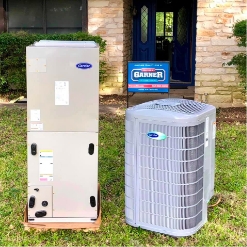 New Carrier Furnace And Ac Unit Outside Home